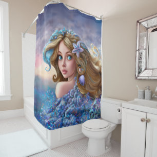 Mermaid Sea Goddess Nymph Siren Unterwasser Art Duschvorhang