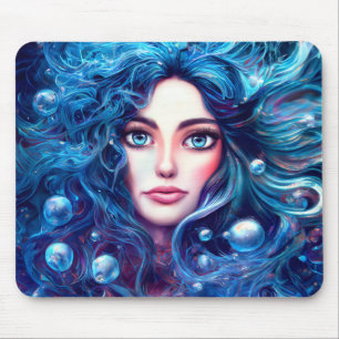 Mermaid Sea Goddess Nymph Siren Unterwasser Art Mousepad