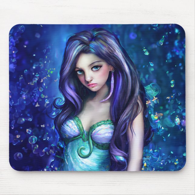 Mermaid Sea Goddess Nymph Siren Unterwasser Art Mousepad (Vorne)