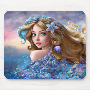 Mermaid Sea Goddess Nymph Siren Unterwasser Art Mousepad