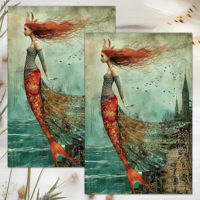 MERMAID SEA GODESS DECOUPAGE TISSUPAPIER SEIDENPAPIER (MERMAID SEA GODDESS DECOUPAGE TISSUE PAPER)