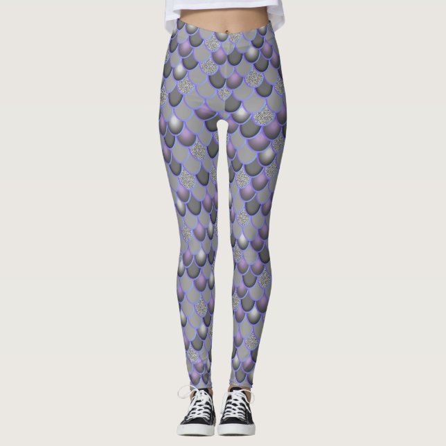 Mermaid Sea Gray Scales Leggings (Vorderseite)