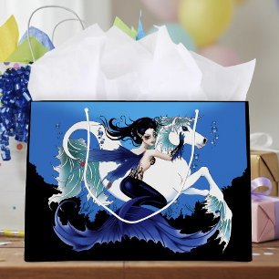 Mermaid Sea Horse Fairy Blue Große Geschenktüte