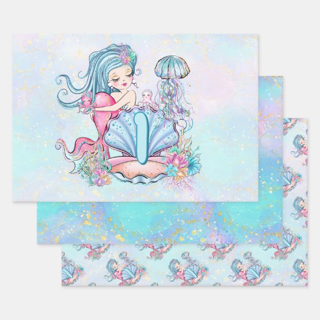 Mermaid Sea Life | Geburtstagspartei mit individue Geschenkpapier Set (Set)