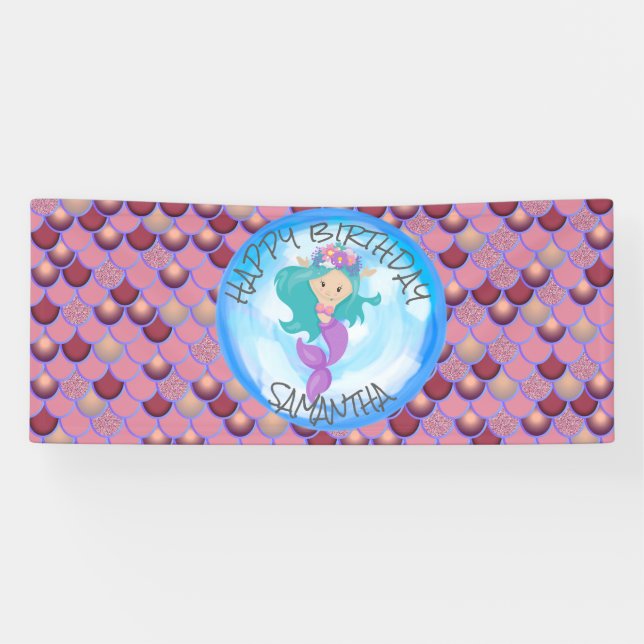 Mermaid Sea Lila Pink Scales Banner (Horizontal)