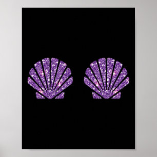 Mermaid Sea Muschel Bra Kostüm Halloween Design Poster