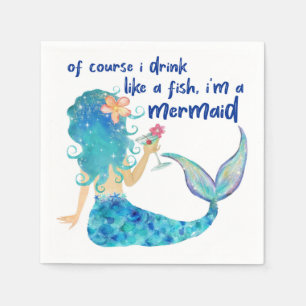 Mermaid Sea Trinken Sie wie ein Fisch Tropical B Serviette
