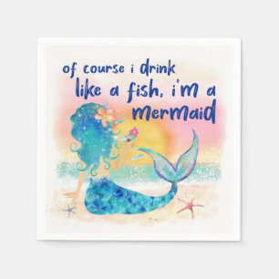 Mermaid Sea   Trinken wie ein Fisch Serviette