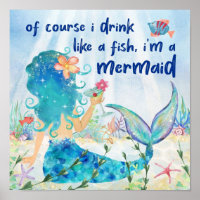 Mermaid Sea | Trinken wie ein Fischplakat