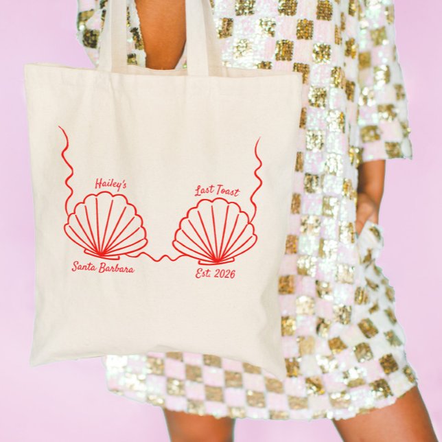 Mermaid Seashell Last Toast Bachelorette Tragetasche (custom bachelorette tote bag last toast on the coast)