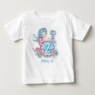 Mermaid Second Birthday   Blaues Haar unter Meer Baby T-shirt