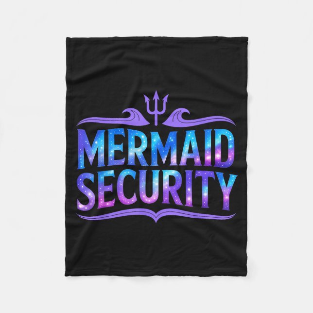 Mermaid Security Funny Dad Father Daughter Birthda Fleecedecke (Vorderseite)