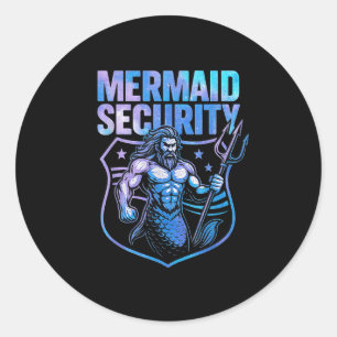 Mermaid Security Funny Vater Mermaid Beach Guard Runder Aufkleber