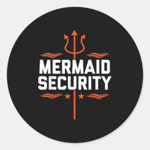 Mermaid Security Funny Vater Mermaid Familie Merma Runder Aufkleber