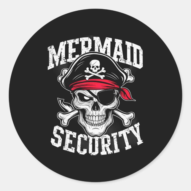 Mermaid Security Rate Dad Brother Halloween  Runder Aufkleber (Vorderseite)