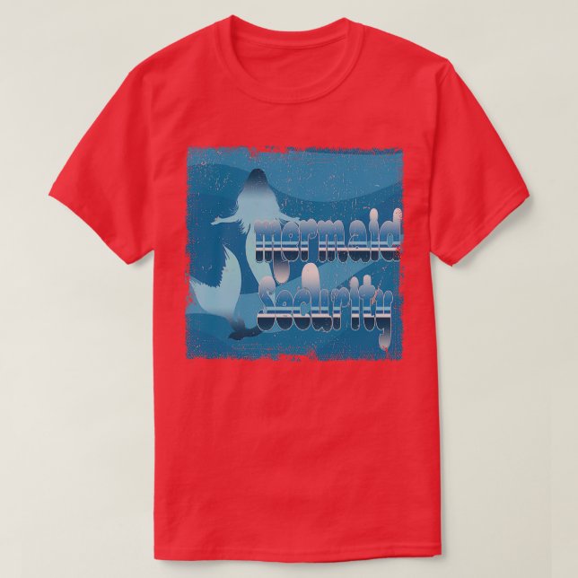 Mermaid Security Retro blau T-Shirt (Design vorne)