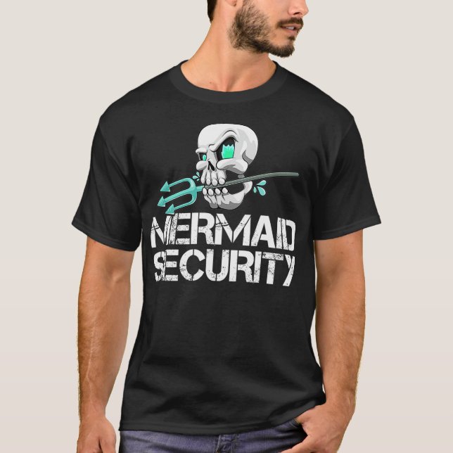 Mermaid Security Shirt Men Pirate Skull Swim Team (Vorderseite)