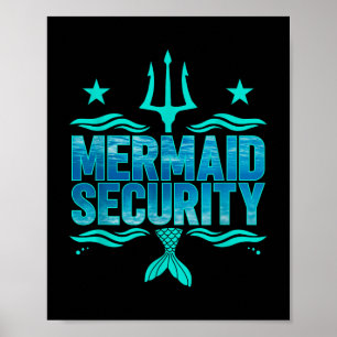 Mermaid Security Squad Matching Trident Birthday L Poster
