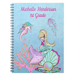 Mermaid Seepferd & Jellyfish Notebook Notizblock