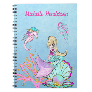 Mermaid Seepferd & Jellyfish Notebook Notizblock