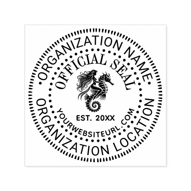 Mermaid Seepferd Offiziell Siegel Name Loc URL Est Permastempel (Design)