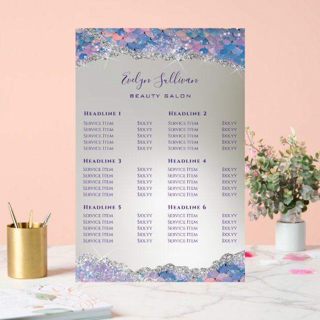 Mermaid Sequin Preisliste Acrylschild (Hochzeit)
