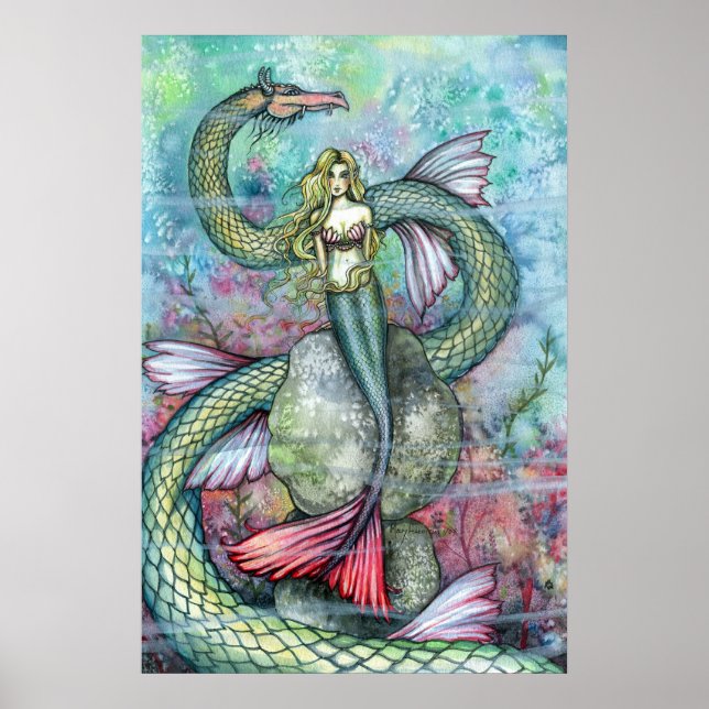 Mermaid Serpent Poster Print von Molly Harrison (Vorne)