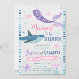 Mermaid & Shark Joint Birthday Einladung