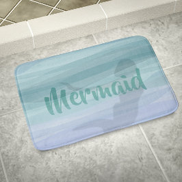 Mermaid Silhouette Aqua Blue Ocean Custom Badematte