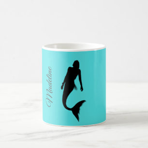 Mermaid Silhouette Blue Summer Modern Kaffeetasse