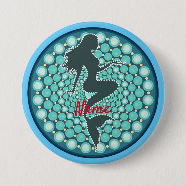 Mermaid-Silhouette in Blasen Thunder_Cove-Taste Button (Vorderseite)