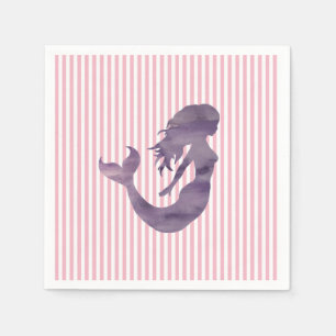 Mermaid Silhouette Lila Malerei Serviette