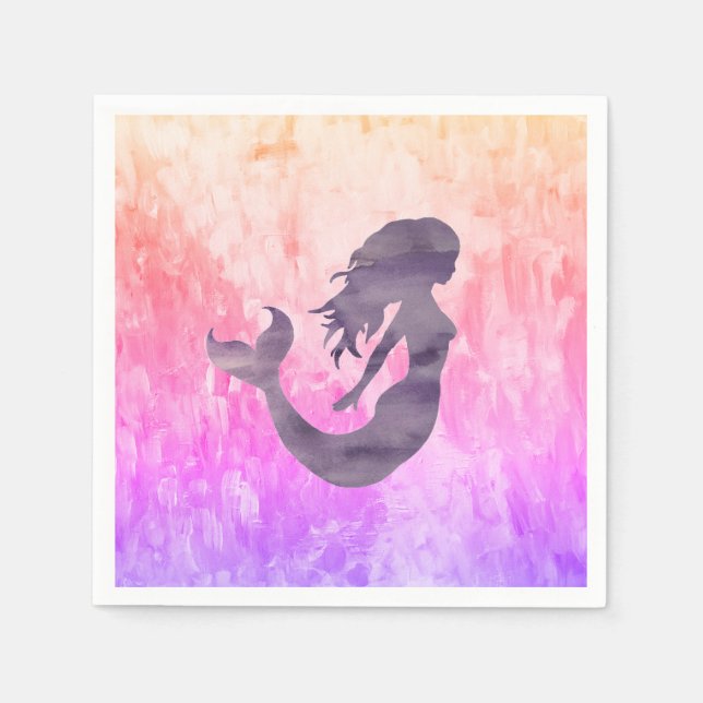 Mermaid Silhouette Ombre Painting Serviette (Vorderseite)