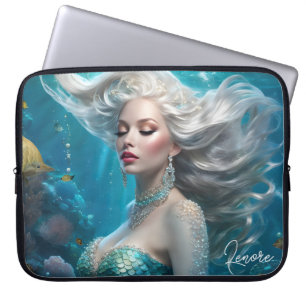 Mermaid Silver Hair Türkis Ozean Laptopschutzhülle
