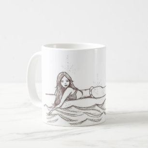 Mermaid Simple Elegante Zeichnend Fantasy Art Kaffeetasse