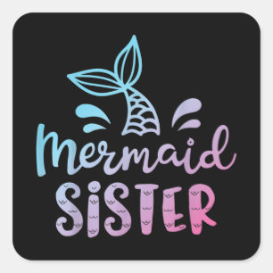 Mermaid Sister Quadratischer Aufkleber