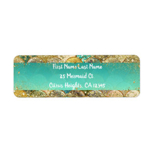 Mermaid-Skala Kaskadieren Gold-Glitzer und Aquamar