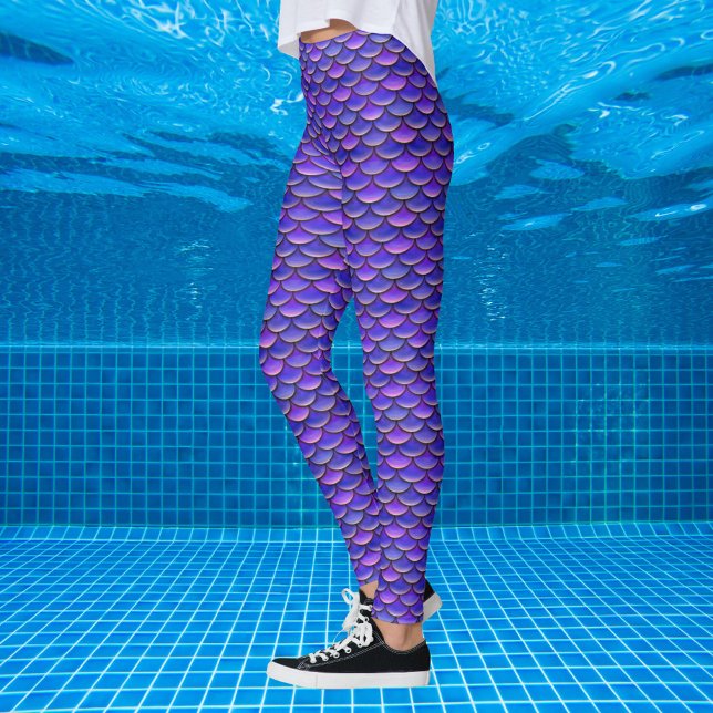 Mermaid-Skala Lila und rosa Muster Leggings (Von Creator hochgeladen)