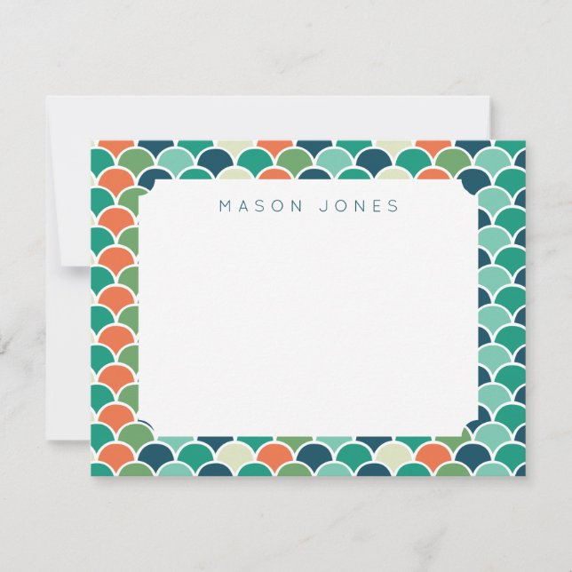 Mermaid-Skala Mehrfarbige Personalisierte Kinder Mitteilungskarte (Vorderseite)