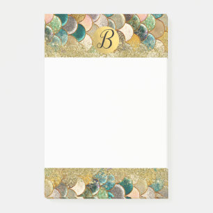 Mermaid Skala Multi Color Glitzer Glam Monogram Post-it Klebezettel