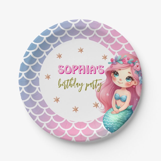 Mermaid-Skalen Muster Geburtstagsparty Paper Plate Pappteller (Vorderseite)