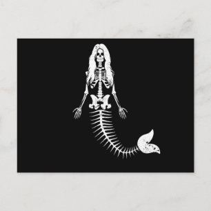 Mermaid Skeleton Halloween Funny Spooky Postkarte