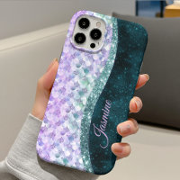Mermaid skin aquamarin silber Imitate Glitzer mono