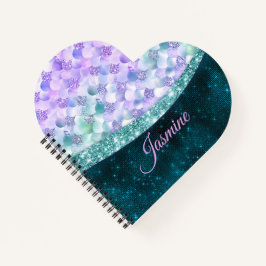 Mermaid skin aquamarin silber Imitate Glitzer Mono Notizbuch