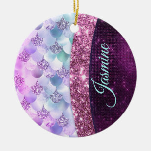 Mermaid skin pink silber Imitate Glitzer monogramm Keramik Ornament
