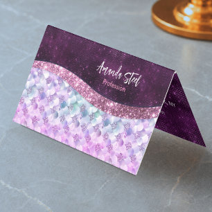 Mermaid skin pink silber Imitate Glitzer monogramm Visitenkarten