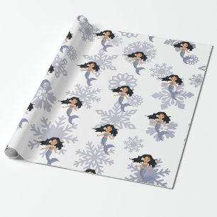 Mermaid Snowflake Weihnachtssilber Geschenkpapier