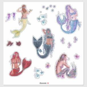 Mermaid-Sorte tropische Fischkunst von Renee Lavoi Aufkleber