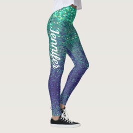 Mermaid Sparkle Scales Aqua Leggings Joggen NAME