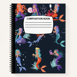 Mermaid Spiralkomposition Notebook Notizbuch